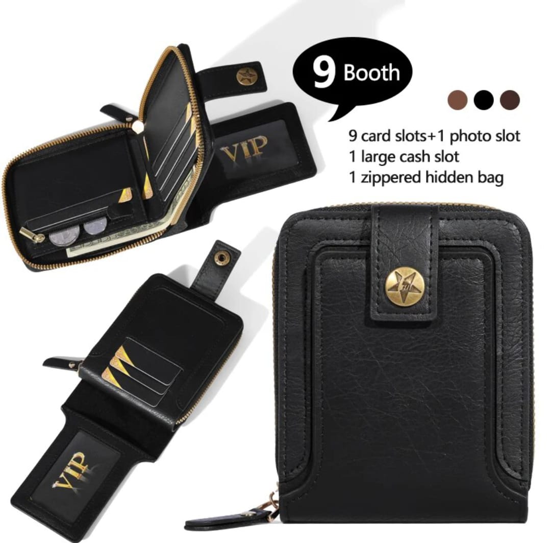 Men's Zipper Buckle, Credit Card Card Holder, Zipper Coin Storage Zipper Button Closure Business Wallet