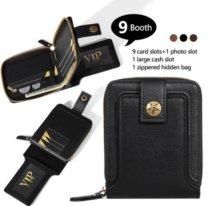 Men's Zipper Buckle, Credit Card Card Holder, Zipper Coin Storage Zipper Button Closure Business Wallet