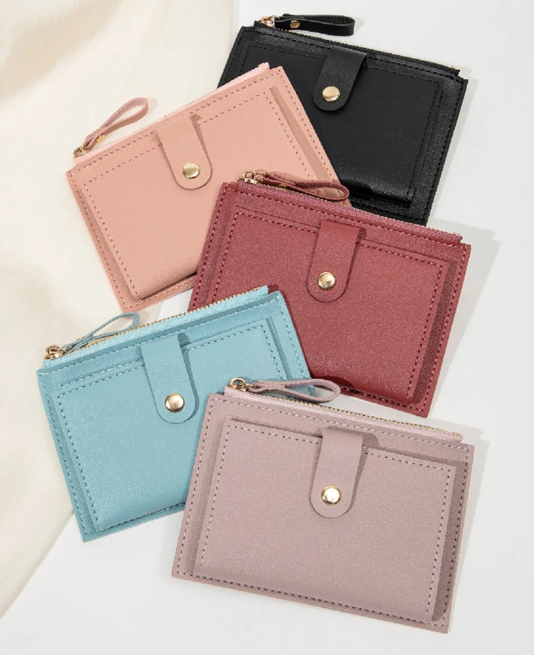Minimalist and fashionable women's short card bag, ultra-thin mini PU leather zero wallet, women's credit card holder wallet