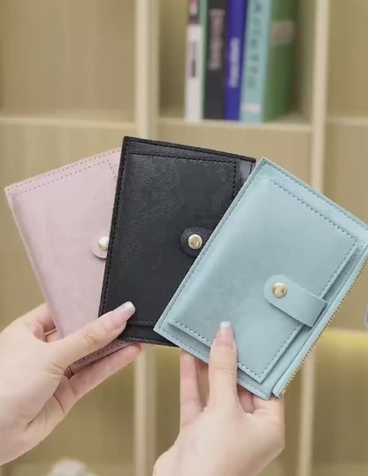 Minimalist and fashionable women's short card bag, ultra-thin mini PU leather zero wallet, women's credit card holder wallet