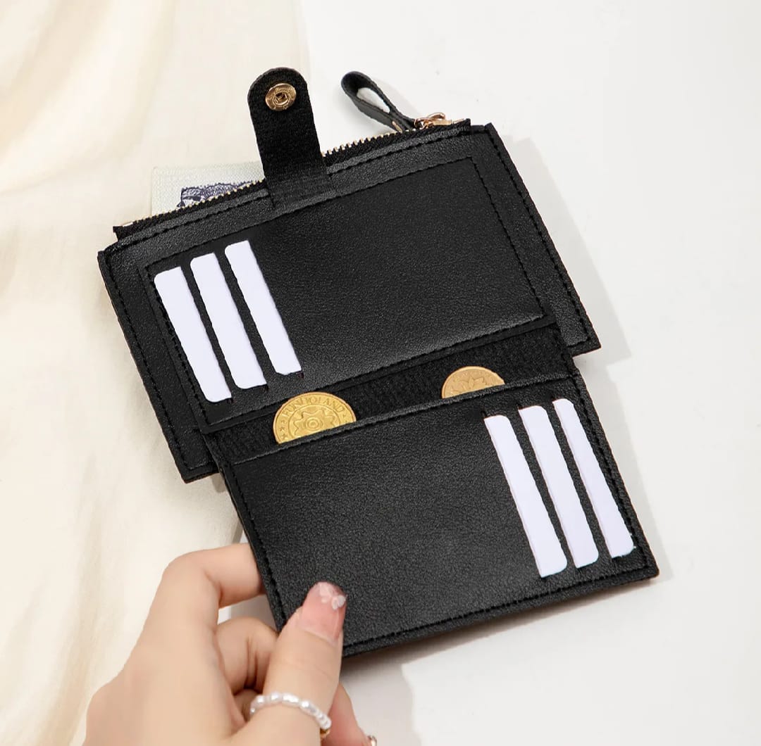 Minimalist and fashionable women's short card bag, ultra-thin mini PU leather zero wallet, women's credit card holder wallet