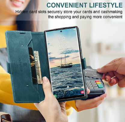Samsung Galaxy S24 Ultra Leather Flip Cover Stand Magnetic Closure Shockproof Protective Book Case