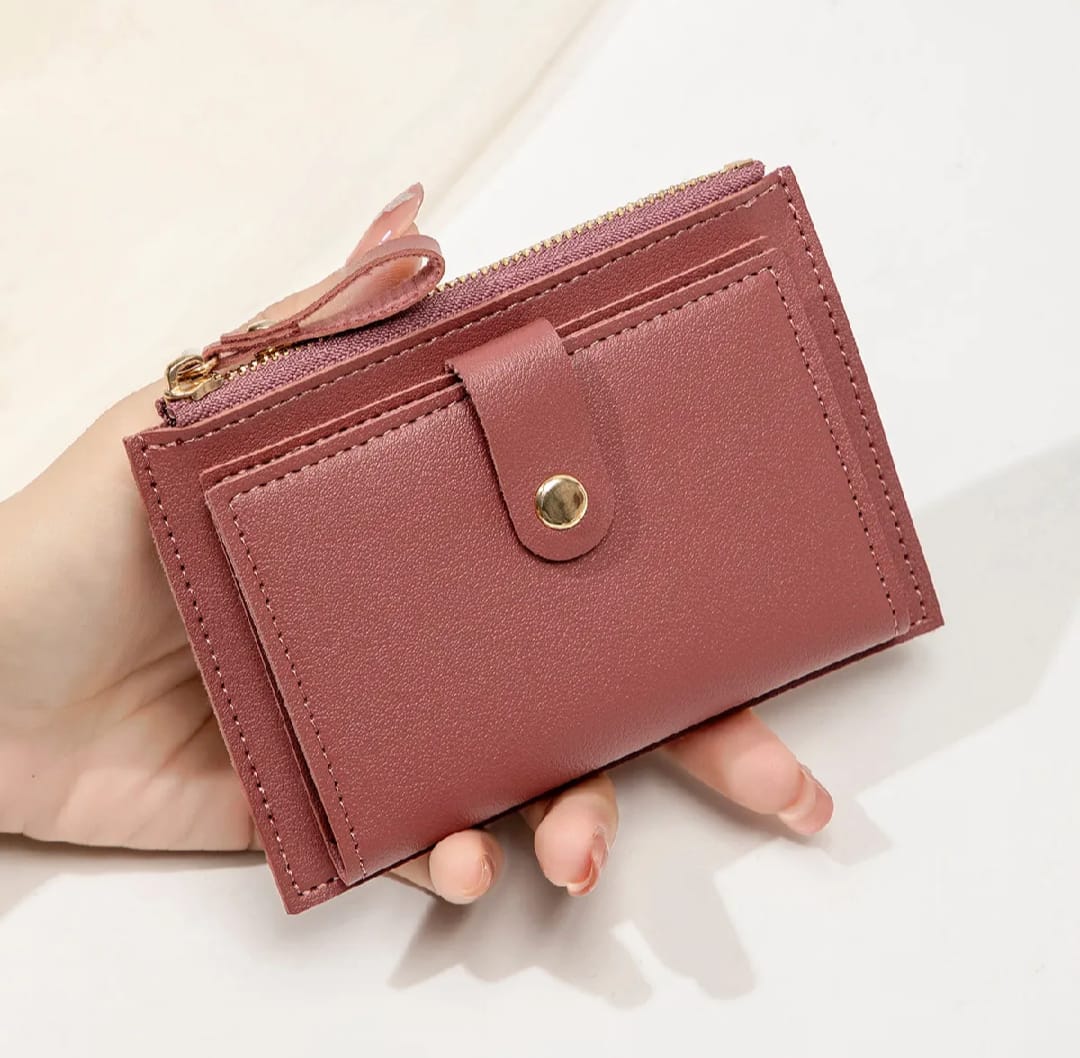 Minimalist and fashionable women's short card bag, ultra-thin mini PU leather zero wallet, women's credit card holder wallet