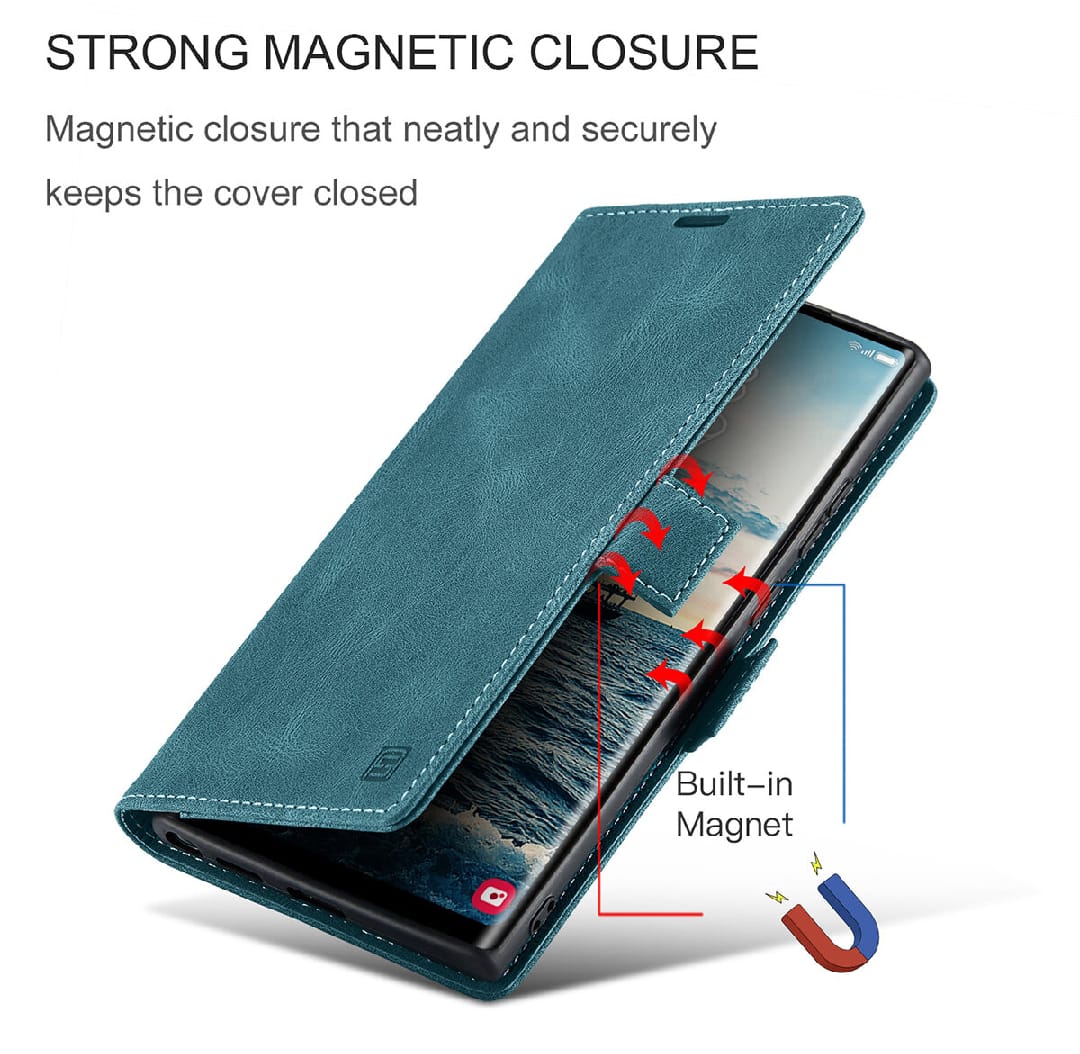 Samsung Galaxy S24 Ultra Leather Flip Cover Stand Magnetic Closure Shockproof Protective Book Case